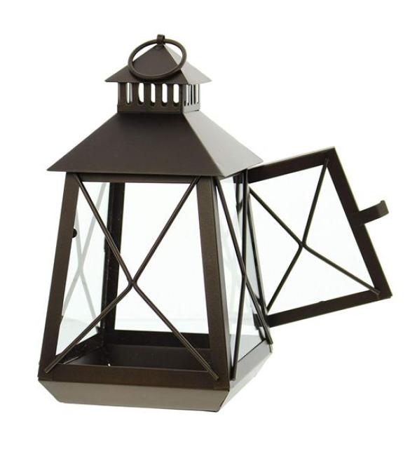 klassische Laterne aus Metall & Glas, 25 cm hoch, Gartenlaterne wetterfest, Hängelaterne, Windlicht, Kerzenlaterne, Balkon & Gartendeko