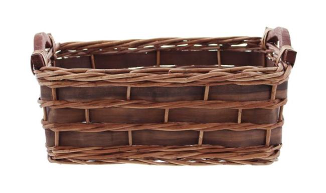 Füllkorb aus Weide + Holz, mittel, mit Griffen, braun Aufbewahrungskorb, Obstkorb