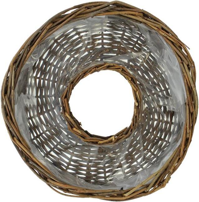 2x Pflanzrad aus Weide, braun, Pflanzschale, Blumenschale, Pflanzgefäß, Blumentopf, Gartendeko für Draußen