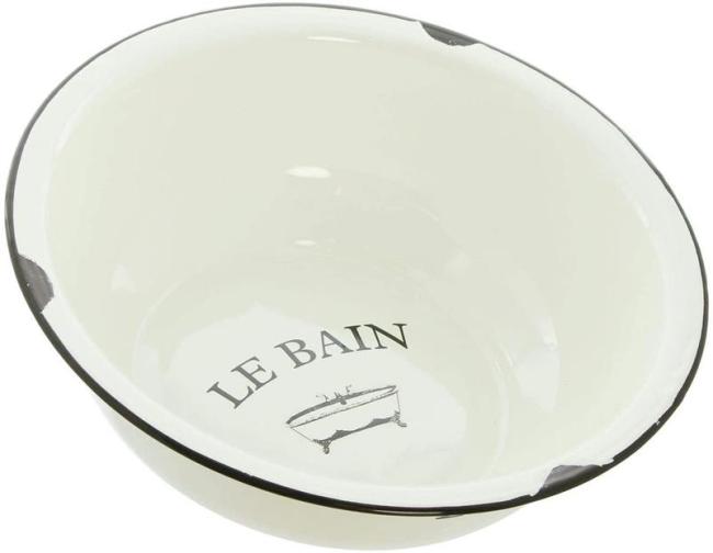 Preview: Waschschüssel "Le Bain" aus Metall, Ø 34 cm, Emaille Schüssel, Shabby Chic