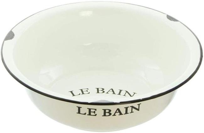 Waschschüssel "Le Bain" aus Metall, Ø 34 cm, Emaille Schüssel, Shabby Chic