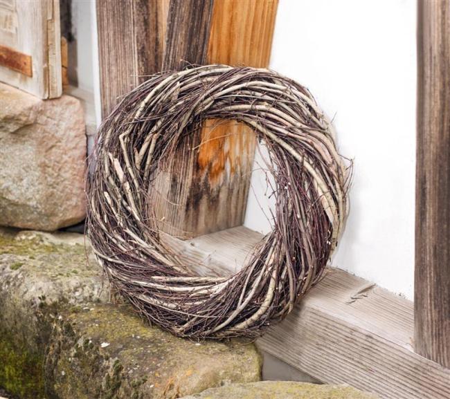 Preview: großer Deko-Kranz aus Reisig, Ø 45 cm, braun, Reisigkranz