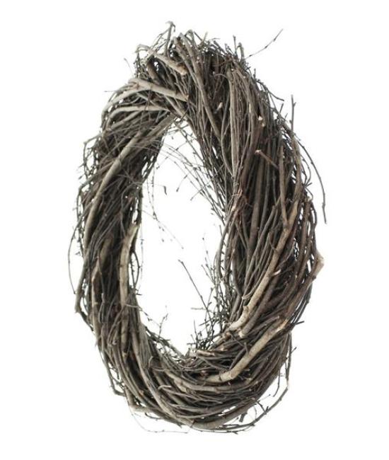 Preview: großer Deko-Kranz aus Reisig, Ø 45 cm, braun, Reisigkranz
