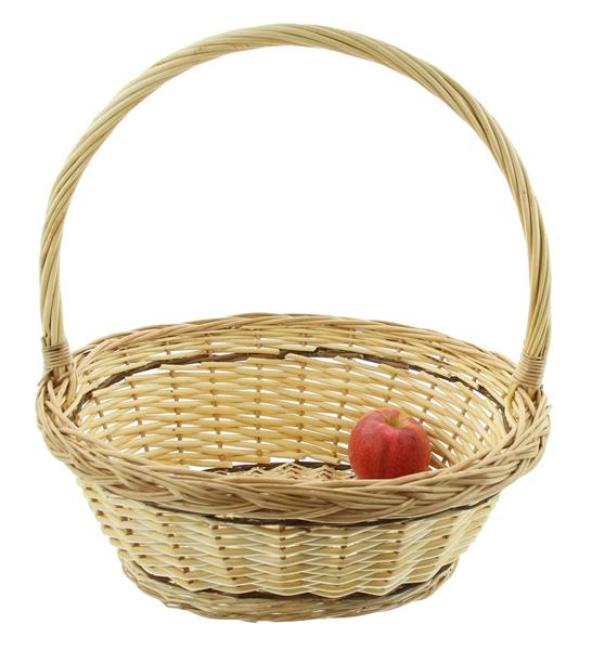 Bügelkorb "Zopfrand" groß, aus Weide geflochten, weiß, Obstkorb, Blumenkorb, Tragekorb, Flechtkorb