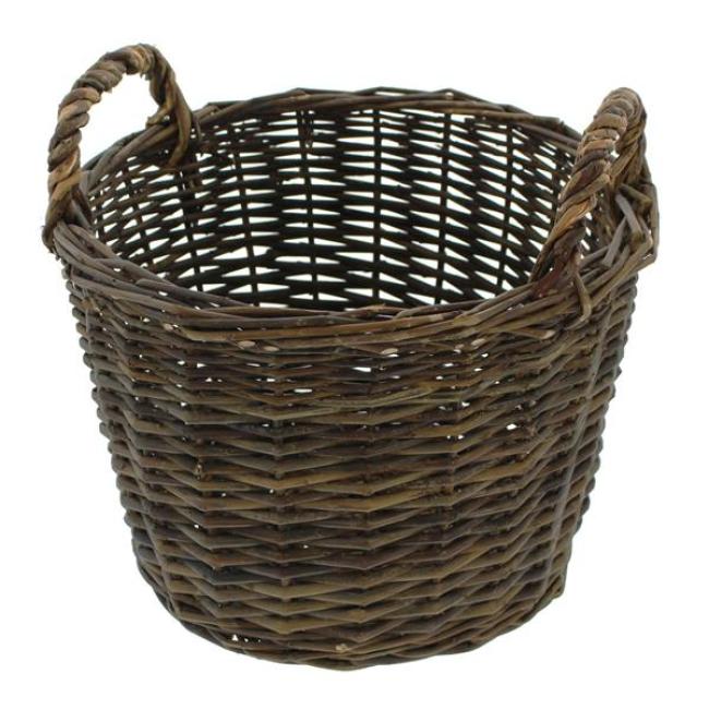 Füllkorb "Rustikal" aus Weide, braun, mittel, rund Ø 33x22 cm, Weidenkorb, Obstkorb, Flechtkorb, Aufbewahrungskorb
