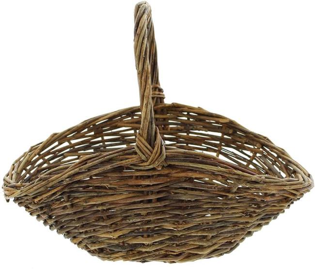 Preview: Bügelkorb "Natur" aus Weide, braun, 37x27 cm, Obstkorb, Pilzkorb, Tragekorb aus Naturweide geflochten, Weidenkorb