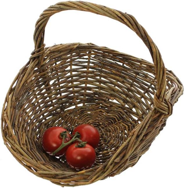 Bügelkorb "Natur" aus Weide, braun, 37x27 cm, Obstkorb, Pilzkorb, Tragekorb aus Naturweide geflochten, Weidenkorb