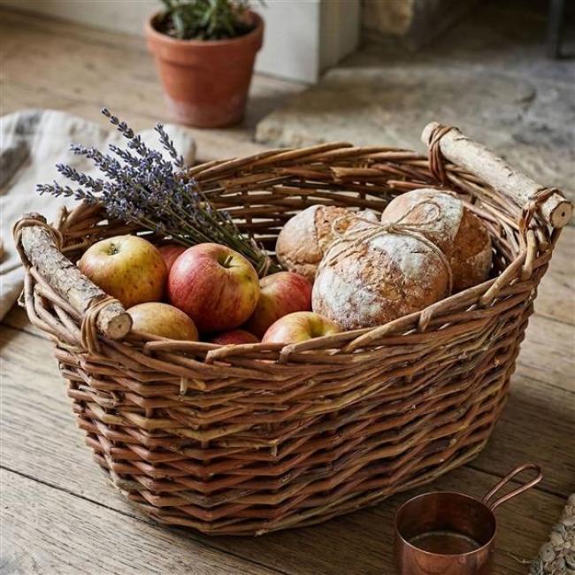 Preview: Füllkorb aus Weide groß, 36x27 cm, braun, Obstkorb, Erntekorb, Servierkorb