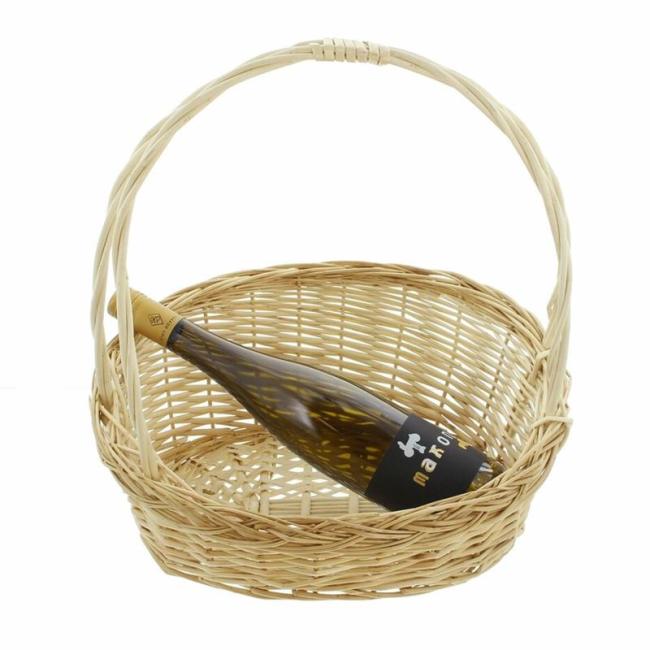 großer Bügelkorb aus Weide geflochten, weiß, Weidenkorb, Geschenkkorb, Dekokorb, Präsentkorb