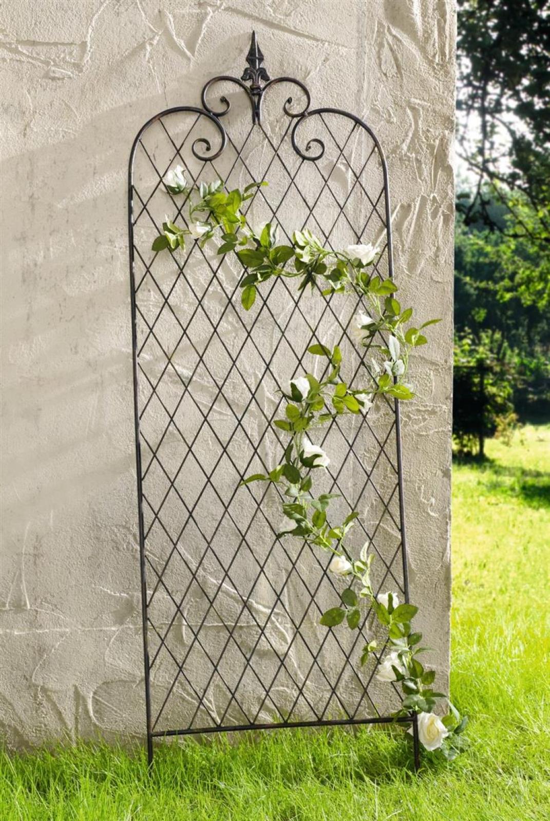 Rankgitter "Raute" aus Metall in Antik Optik, 115 cm hoch, Rankhilfe, Rankgerüst, Gartenstecker, Dekostecker