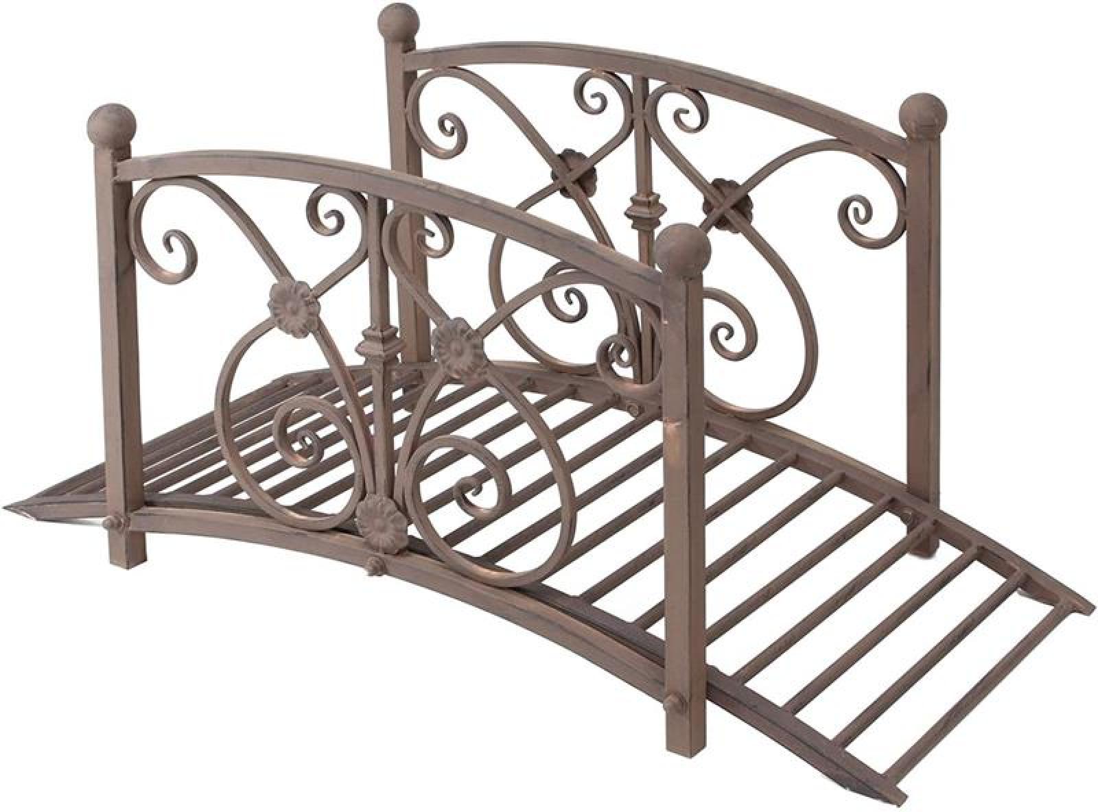Dekobrücke "Bachlauf" aus Metall in Rost Optik, Zierbrücke, Gartenbrücke, Teichbrücke, Gartendeko für Draußen