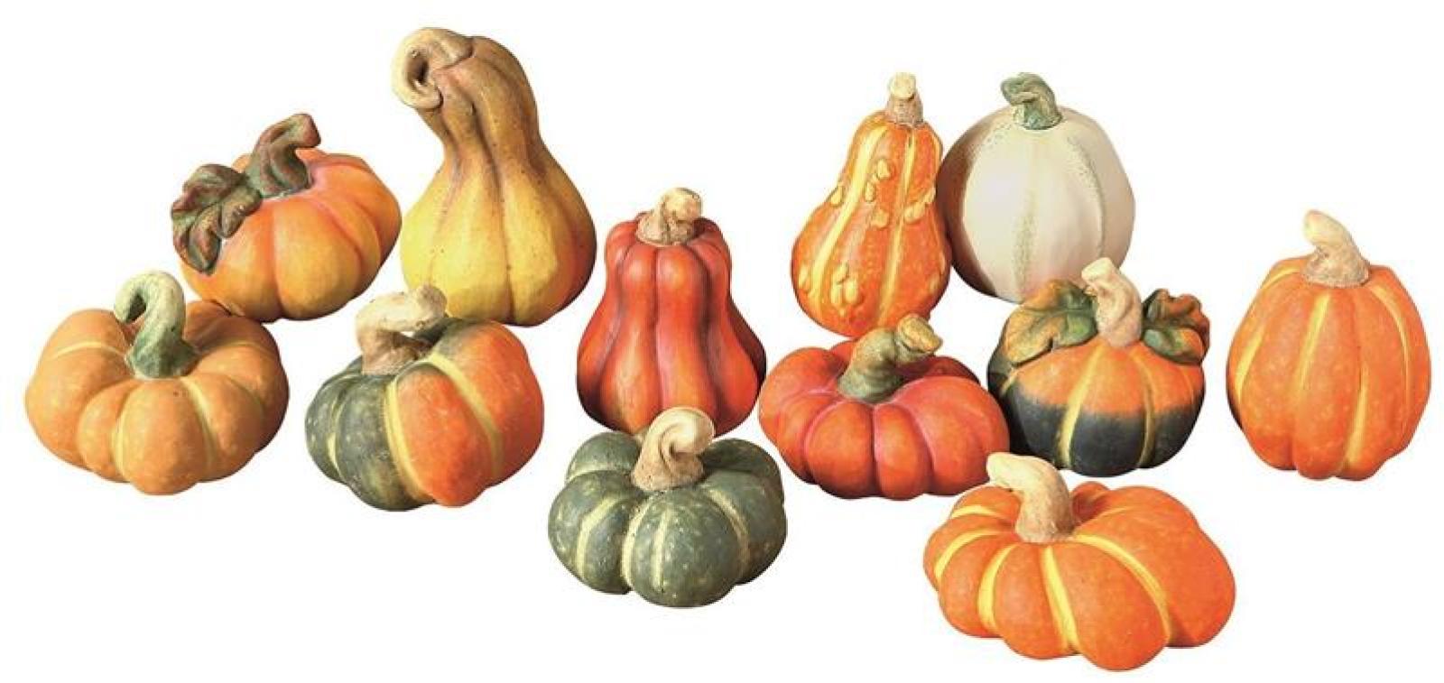 12 kleine Deko Kürbisse aus Terracotta, Halloweendeko, Herbstdeko, Tischdeko