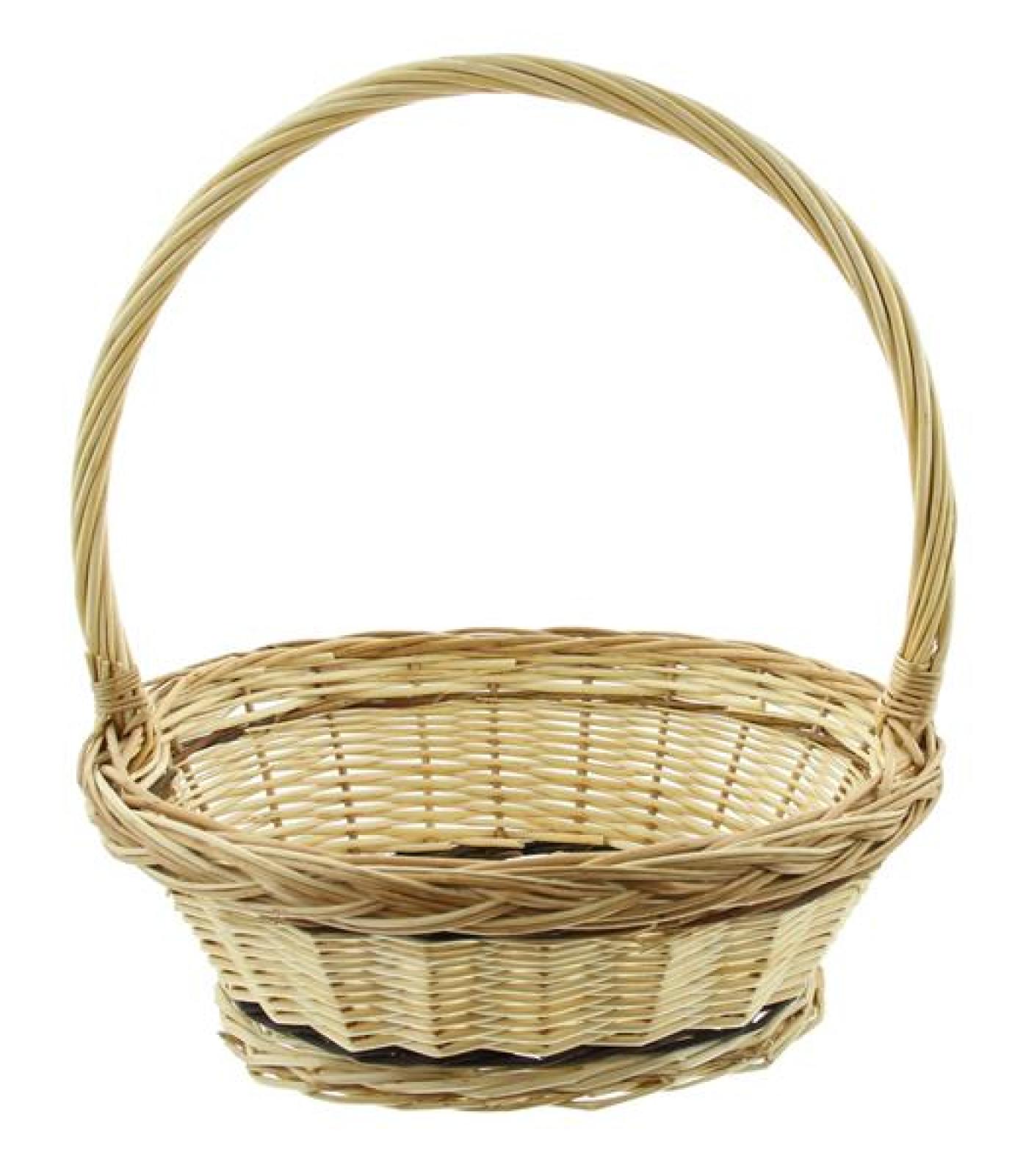 Bügelkorb "Zopfrand" mittel, aus Weide, weiß, Blumenkorb