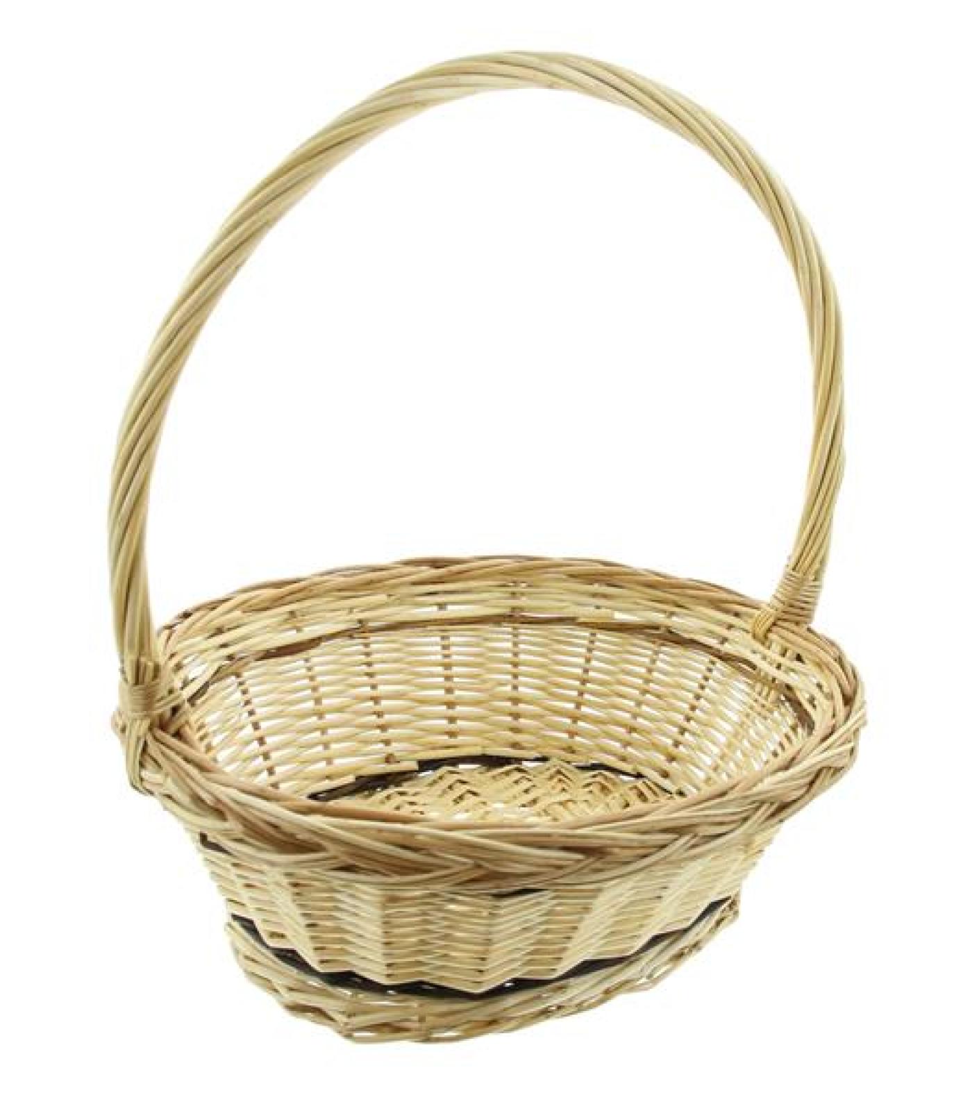 Bügelkorb "Zopfrand" mittel, aus Weide, weiß, Blumenkorb