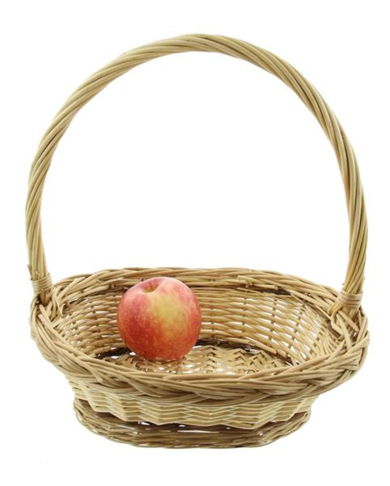 Bügelkorb "Zopfrand" klein, aus Weide, weiß, Blumenkorb