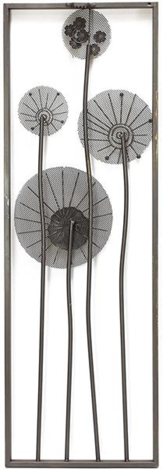 3D Wandbild "Flowers" aus Metall in Rost-Optik & gold, 30x90 cm, Wandschmuck, Wanddeko, Metallbild