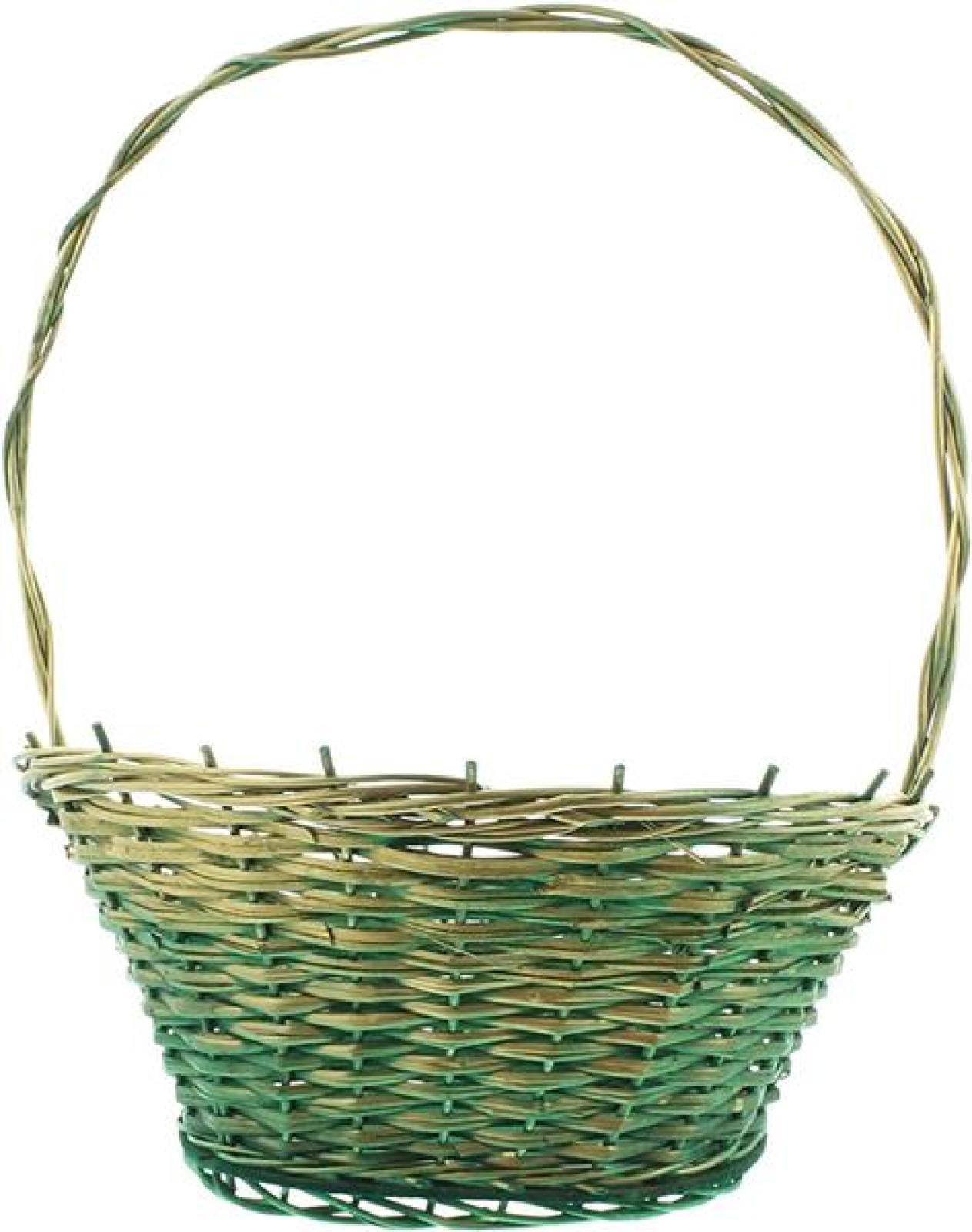 Präsentkorb grün / gold klein, aus Weide, Geschenkkorb leer, Henkelkorb, Weidenkorb