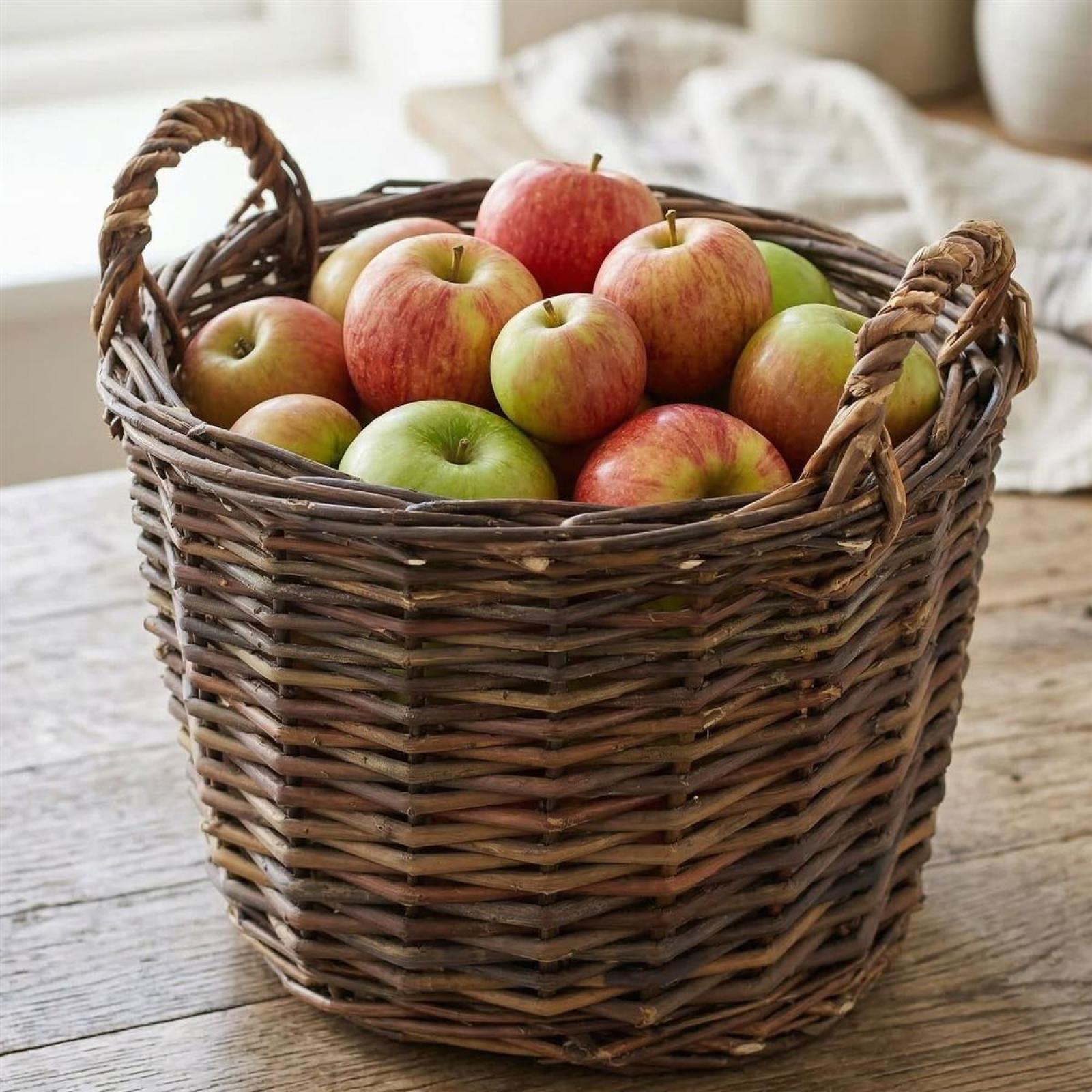 Füllkorb "Rustikal" aus Weide, braun, klein, rund Ø 27x19 cm, Weidenkorb, Obstkorb, Flechtkorb, Aufbewahrungskorb