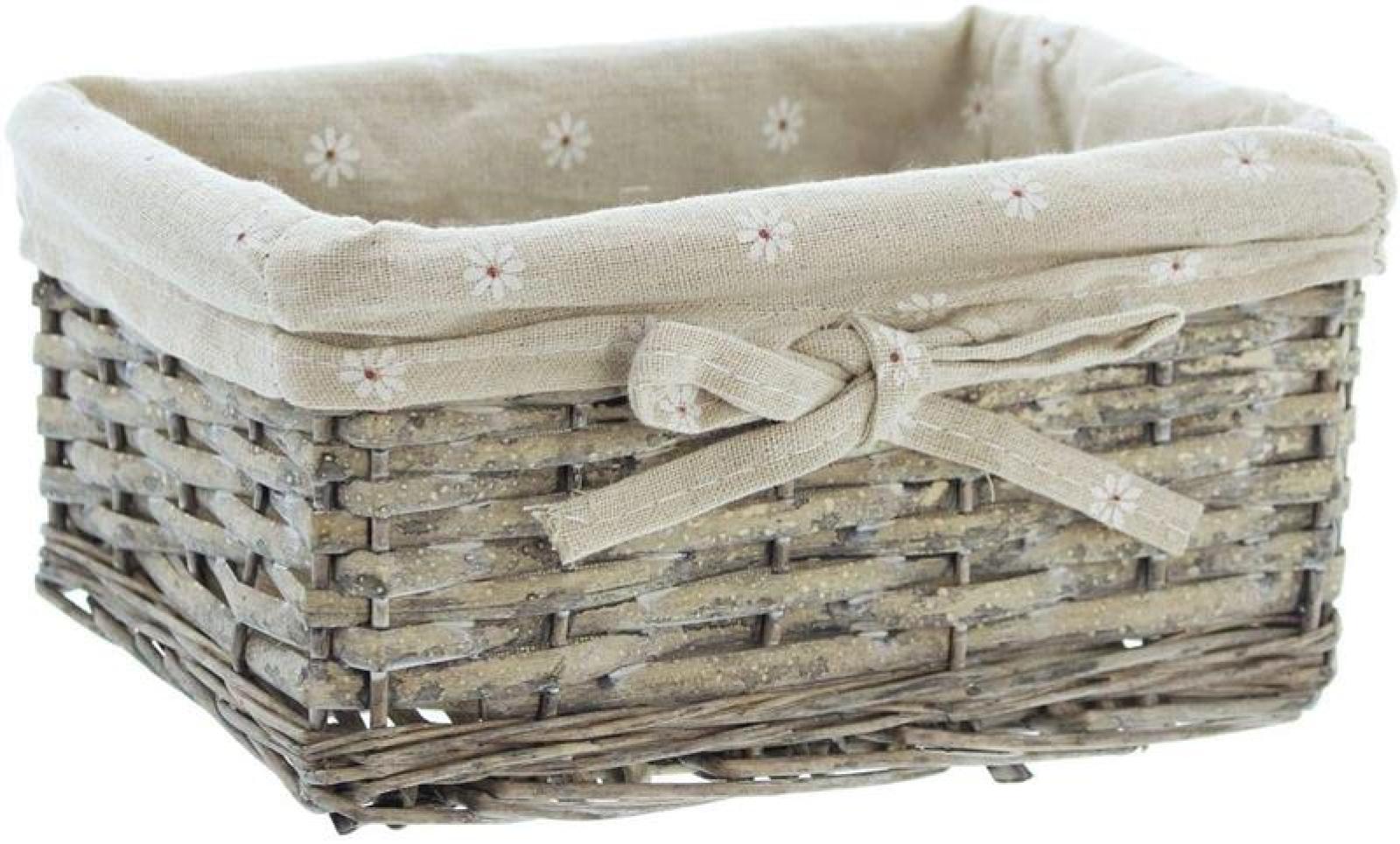 Füllkorb "Blümchen" mit Textileinlage, grau, Aufbewahrungskorb