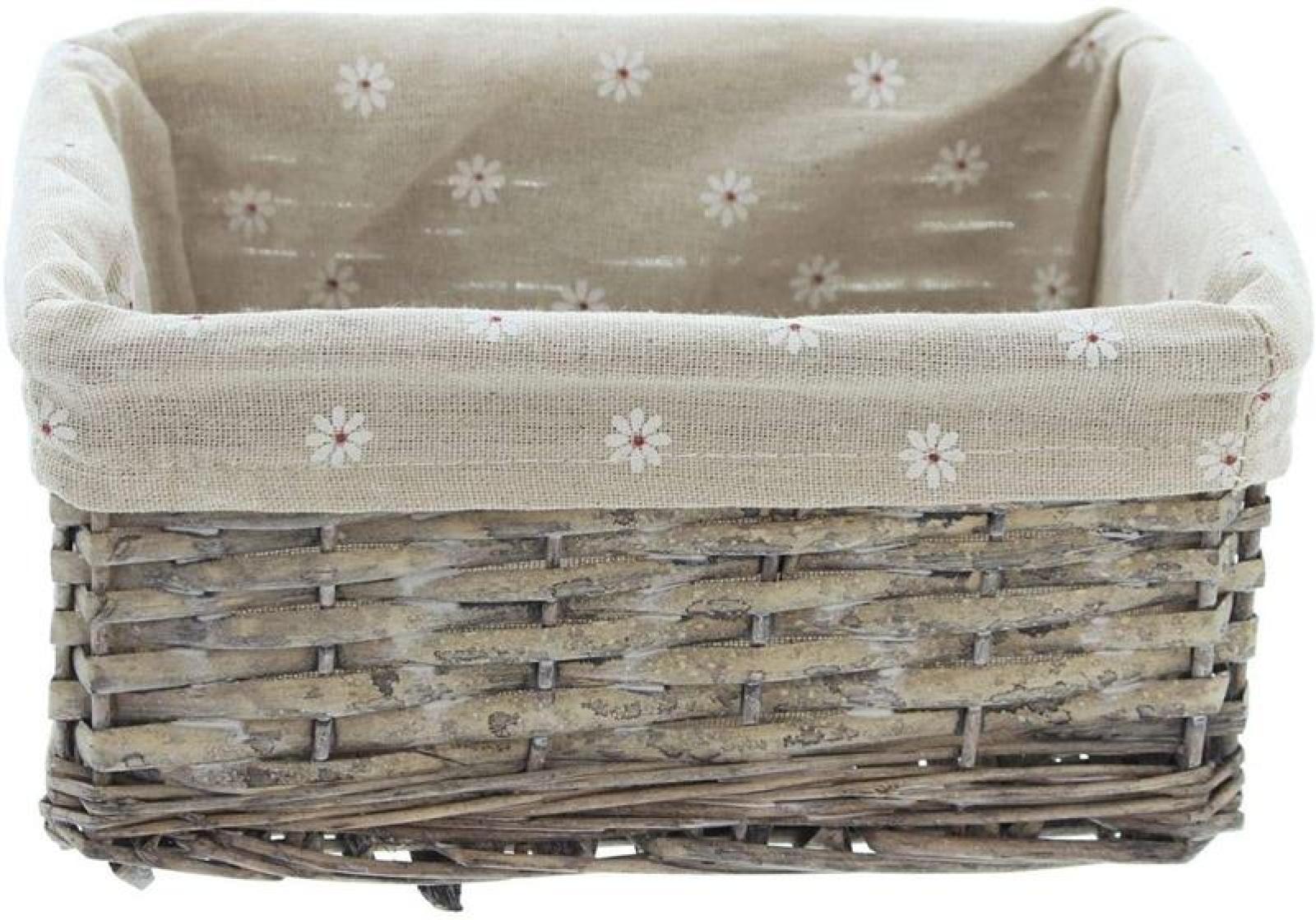 Füllkorb "Blümchen" mit Textileinlage, grau, Aufbewahrungskorb