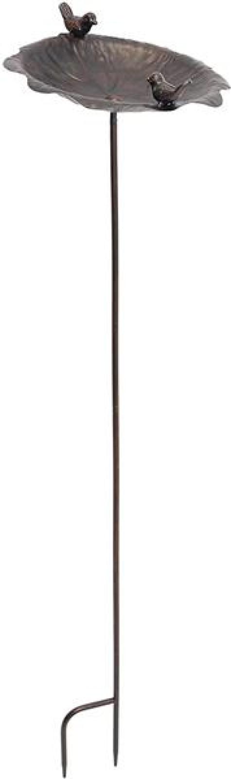 Vogeltränke "Piepmatz" aus Metall in Rost Optik, Gartenstecker mit 2 Vögelchen, Wasserstelle, Gartendeko, Dekostecker für Draußen