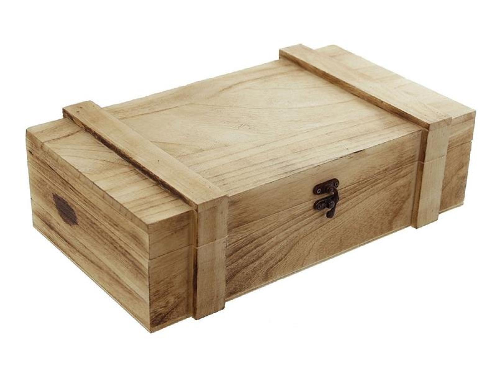 Weinkiste "Rustikal" aus Holz, Geschenkbox für 2 Flaschen Wein