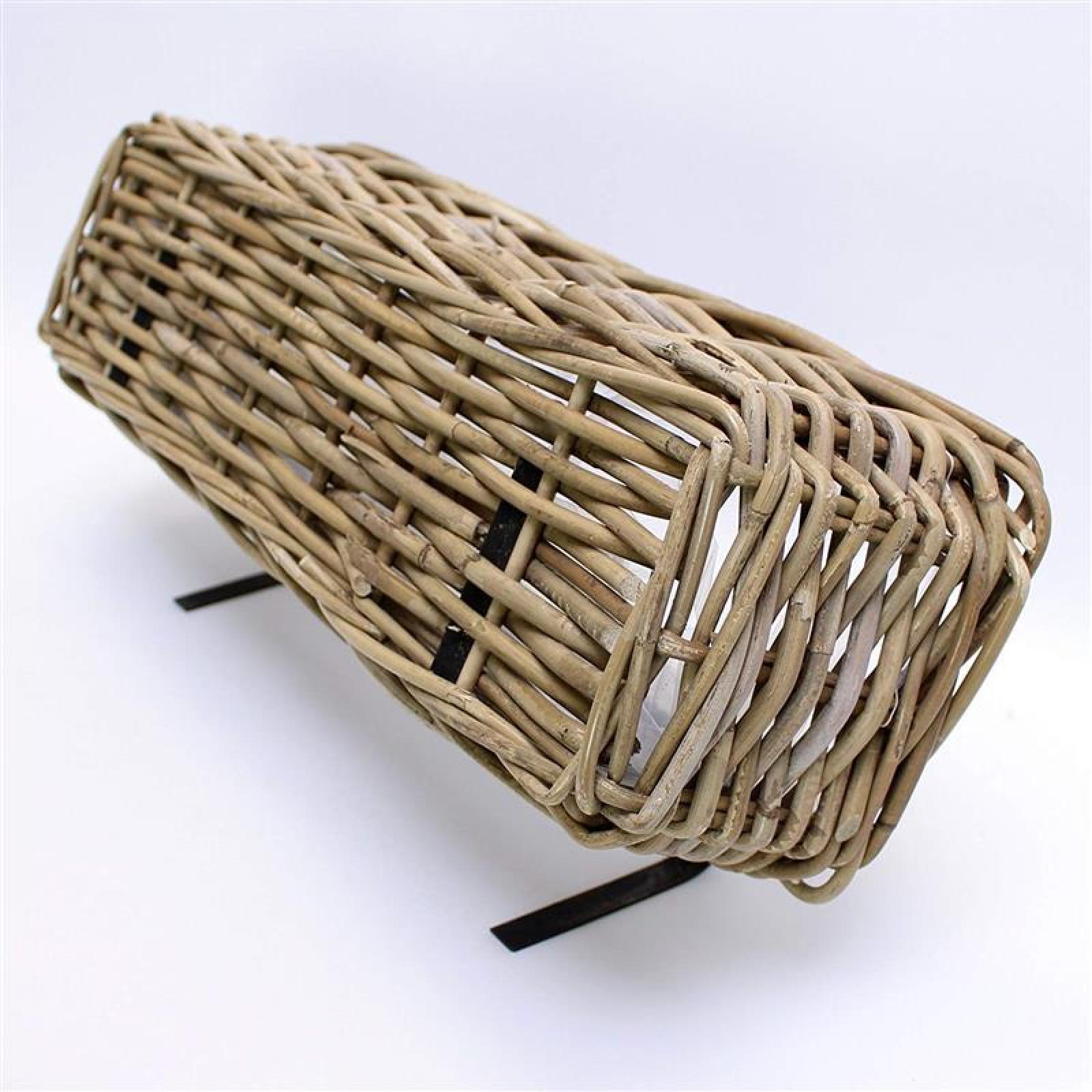 Rattan Pflanzkasten "Koboo Grey" groß, grau, Balkonkasten mit Halterung, Blumenkasten für Draußen, Pflanzgefäß