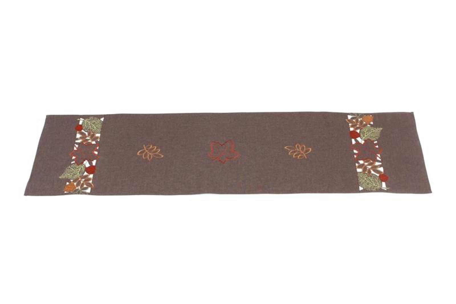 Tischläufer "Herbstlaub" braun, 40x150 cm, Tischband
