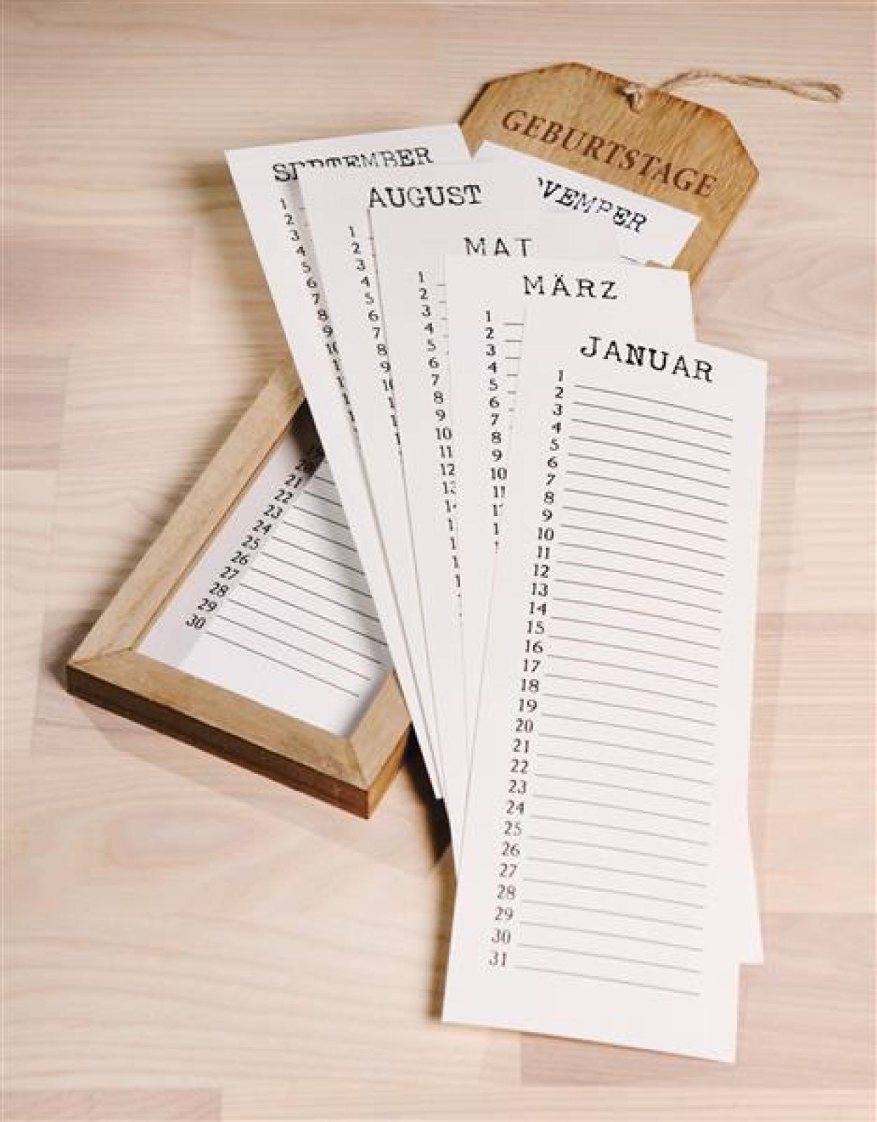 Memoboard "Geburtstage" aus Holz, Geburtstagskalender, Wandkalender, Dauerkalender