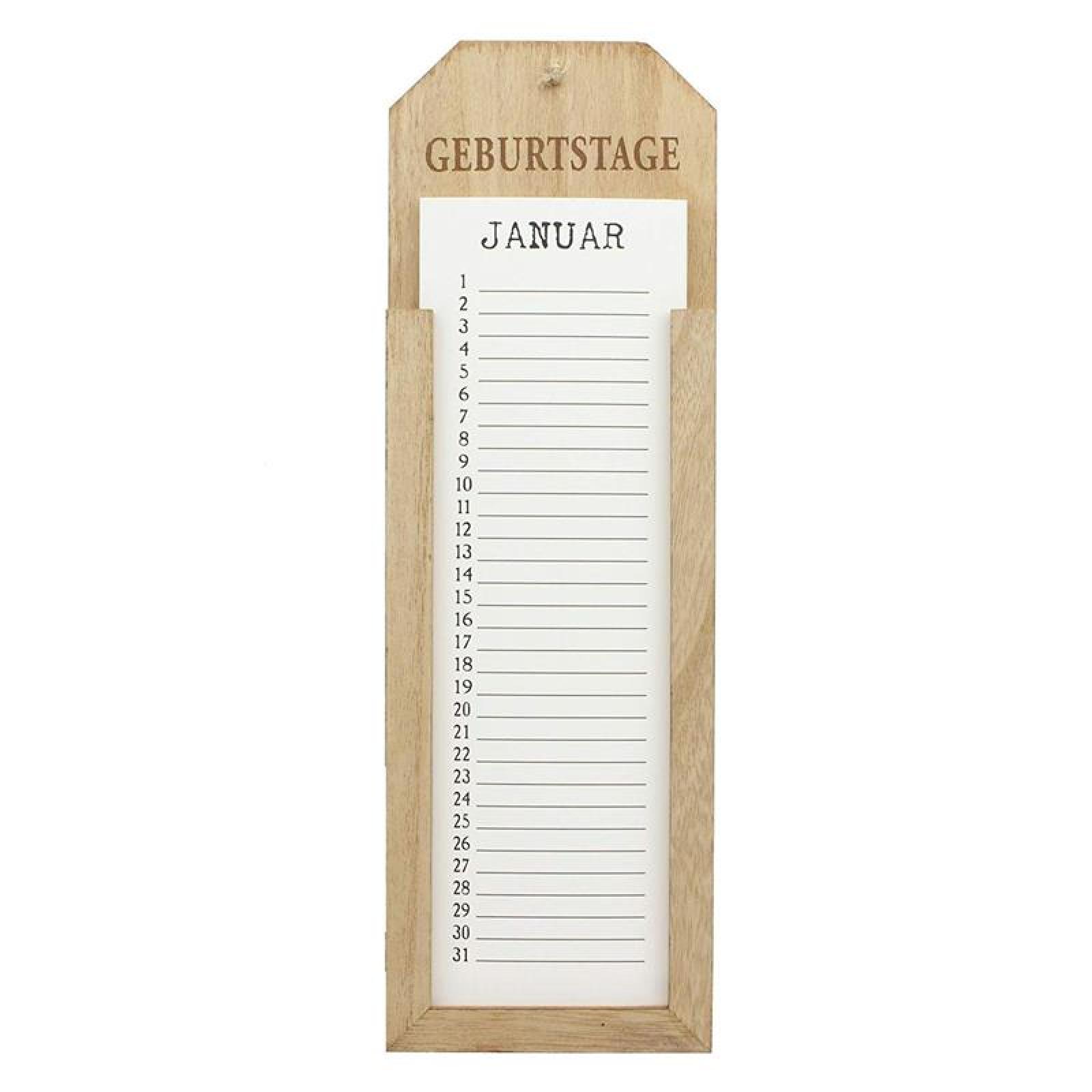 Memoboard "Geburtstage" aus Holz, Geburtstagskalender, Wandkalender, Dauerkalender