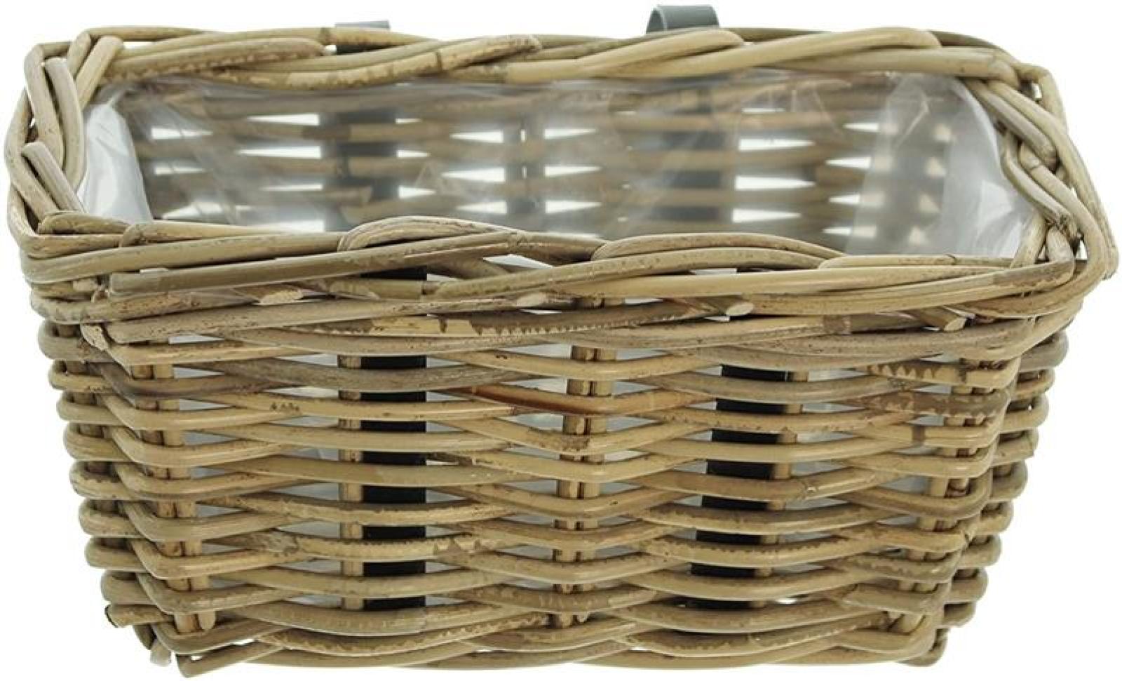 Rattan Pflanzkasten "Koboo Grey" klein, grau, Balkonkasten mit Halterung, Blumenkasten für Draußen, Pflanzgefäß