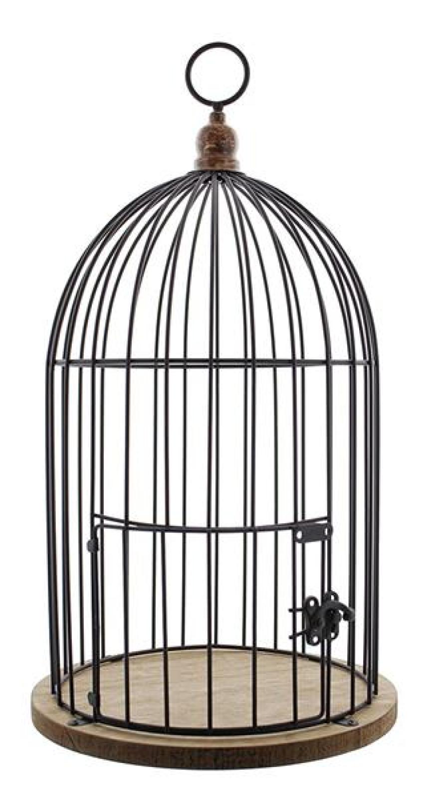 Dekokäfig "Gabbietta" aus Holz & Metall, braun, Vogelkäfig, Kerzenhalter