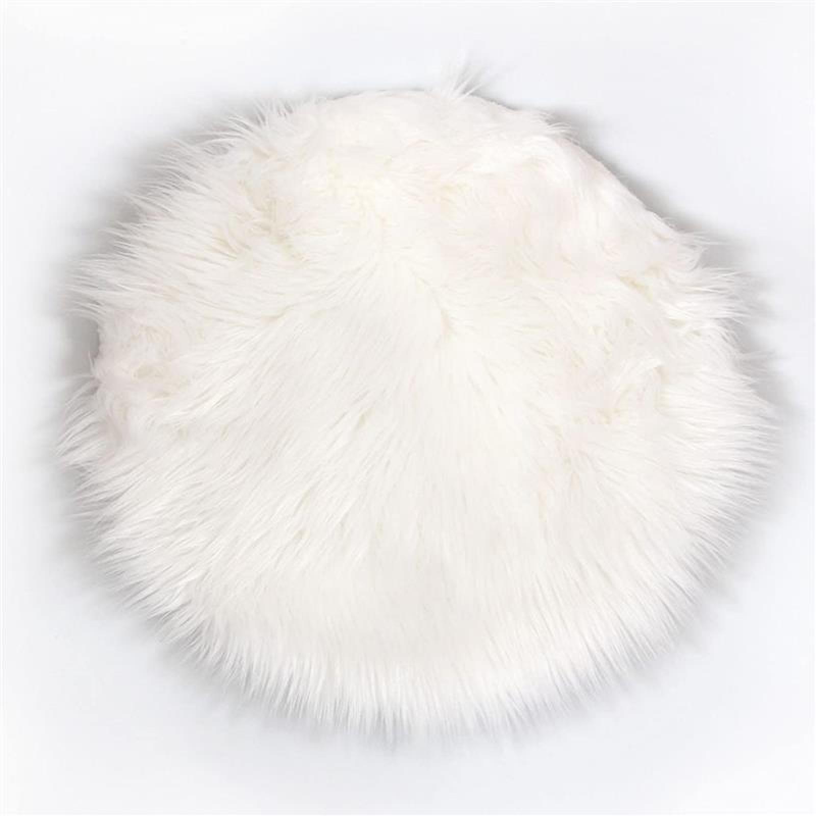 Sitzkissen "Fell" in weiß, Ø 40 cm, Dekofell, Kunstfell, Stuhlkissen