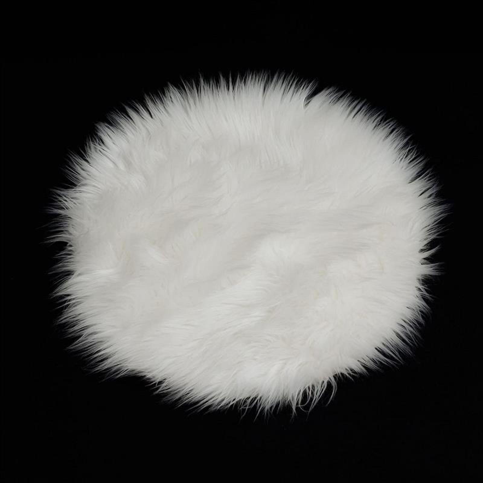 Sitzkissen "Fell" in weiß, Ø 40 cm, Dekofell, Kunstfell, Stuhlkissen