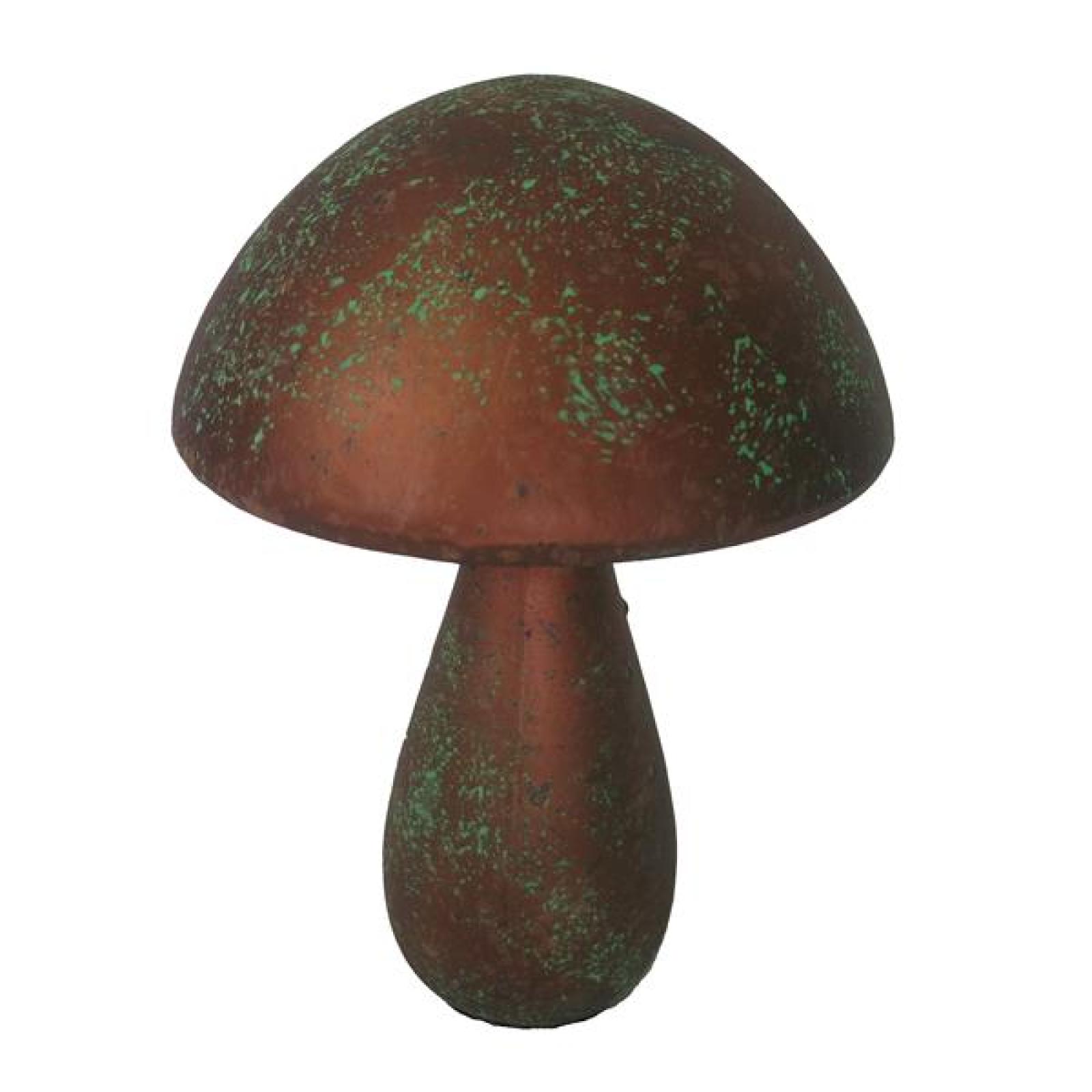 2x GILDE Design Pilz "Drop" bronze / grün, aus Keramik, Herbstdeko, Skulptur 40759 + 40761