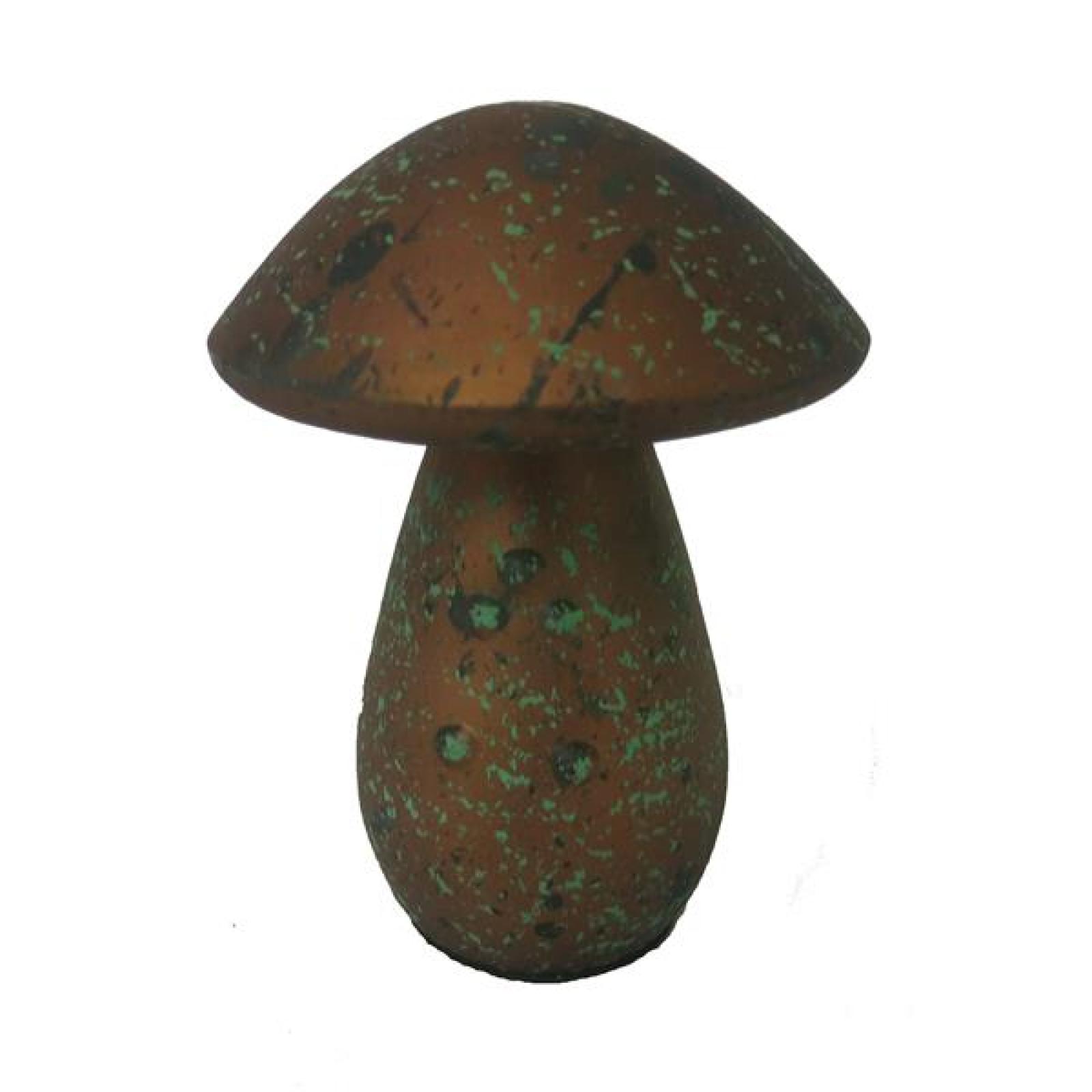 2x GILDE Design Pilz "Drop" bronze / grün, aus Keramik, Herbstdeko, Skulptur 40759 + 40761