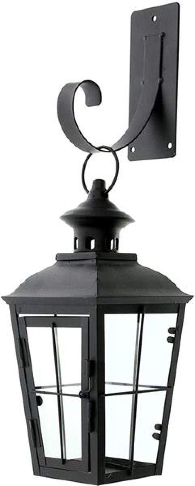 Wandlaterne "Chateau" aus Glas & Metall, schwarz, mit Wandhaken, Wandkerzenhalter, nostalgische Gartenlaterne, Garten Wanddeko, Wand Kerzenhalterung