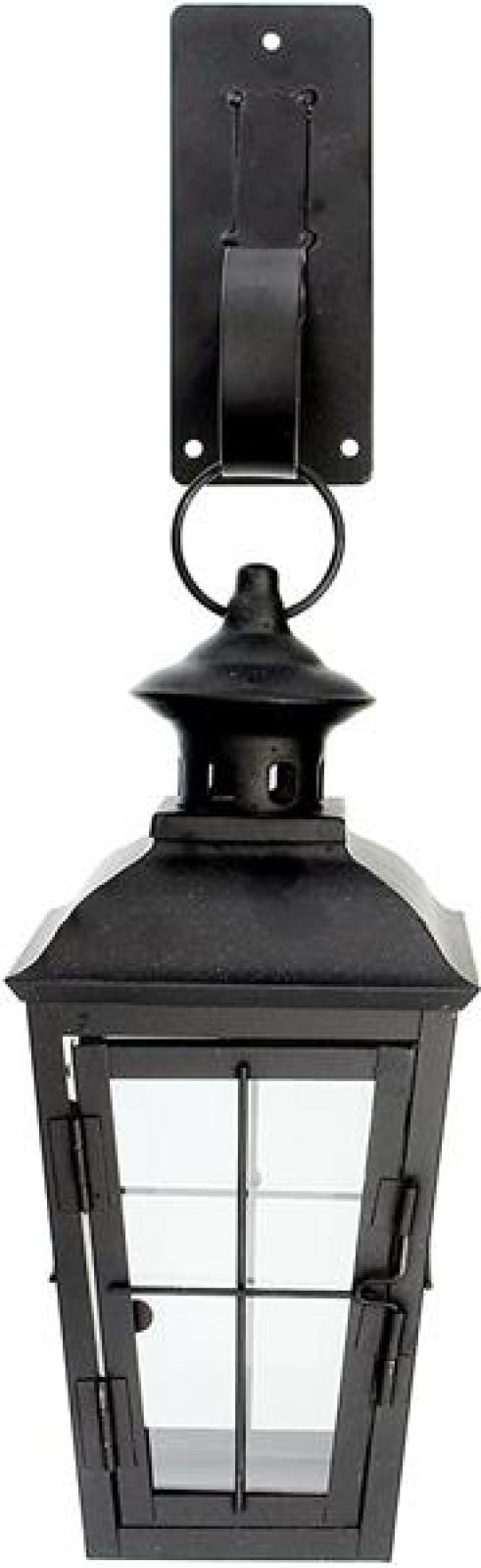 Wandlaterne "Chateau" aus Glas & Metall, schwarz, mit Wandhaken, Wandkerzenhalter, nostalgische Gartenlaterne, Garten Wanddeko, Wand Kerzenhalterung