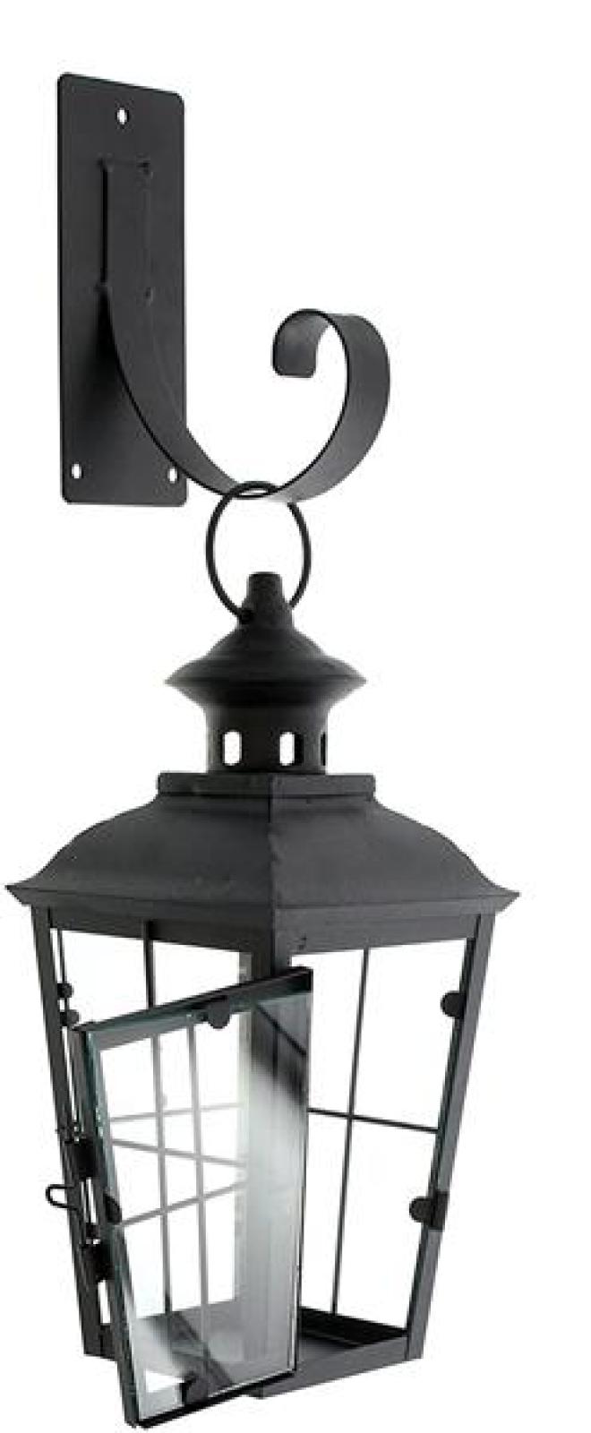 Wandlaterne "Chateau" aus Glas & Metall, schwarz, mit Wandhaken, Wandkerzenhalter, nostalgische Gartenlaterne, Garten Wanddeko, Wand Kerzenhalterung
