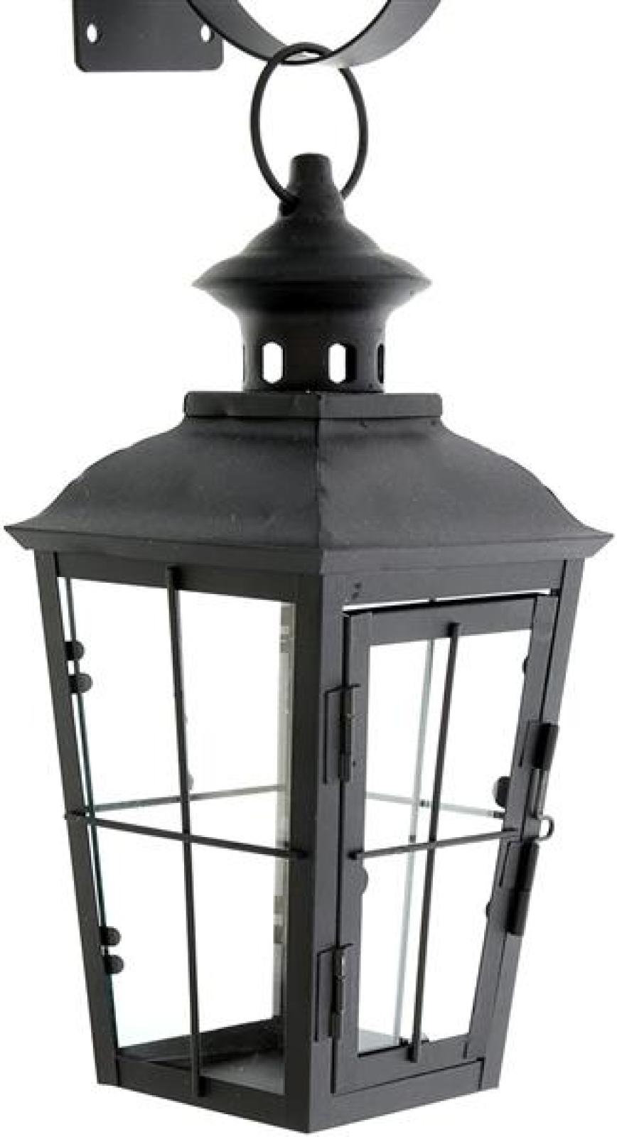 Wandlaterne "Chateau" aus Glas & Metall, schwarz, mit Wandhaken, Wandkerzenhalter, nostalgische Gartenlaterne, Garten Wanddeko, Wand Kerzenhalterung