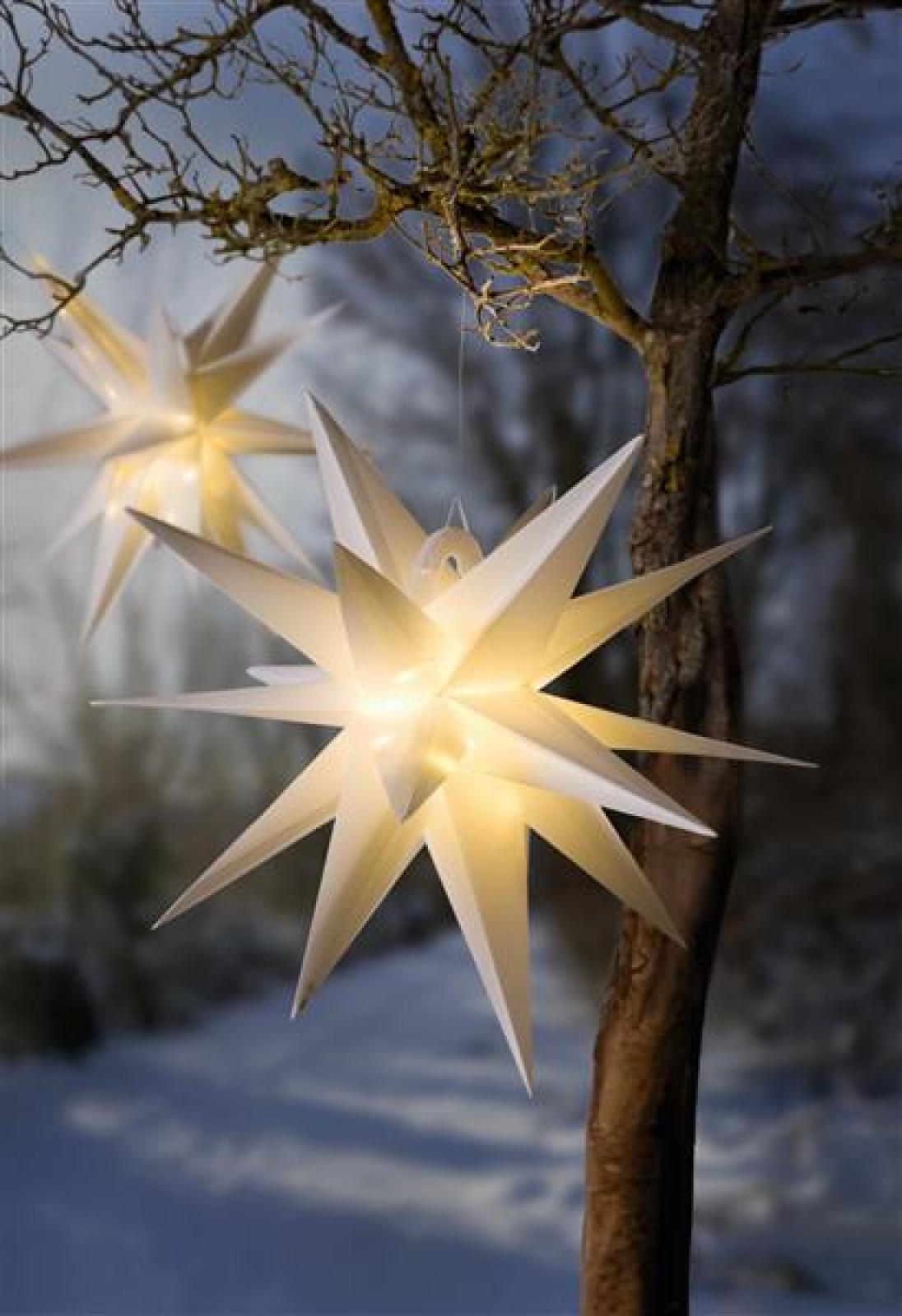 Dekohänger "Winterstern" Ø 48 cm, weiß, für Drinnen & Draußen, Adventsstern, Weihnachtsstern