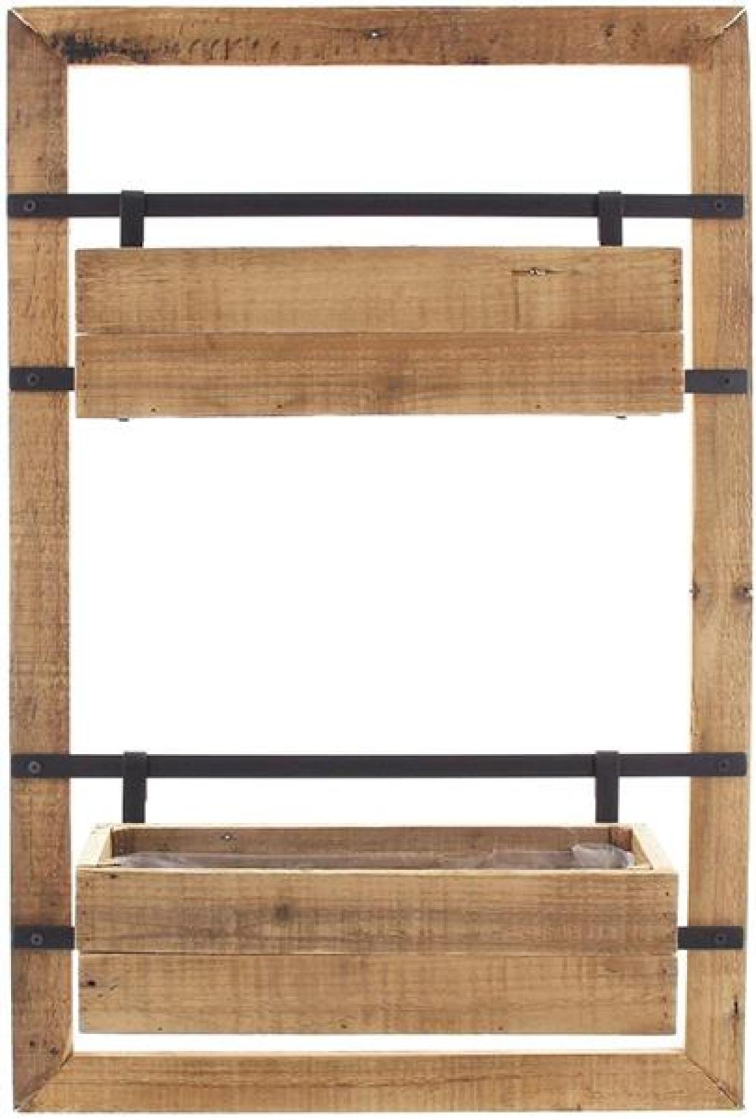 Wandpflanzer "Industrial" aus Holz mit 2 Blumenkästen, für Balkon, Terrasse, Garten, Balkonkasten, Wandblumentopf