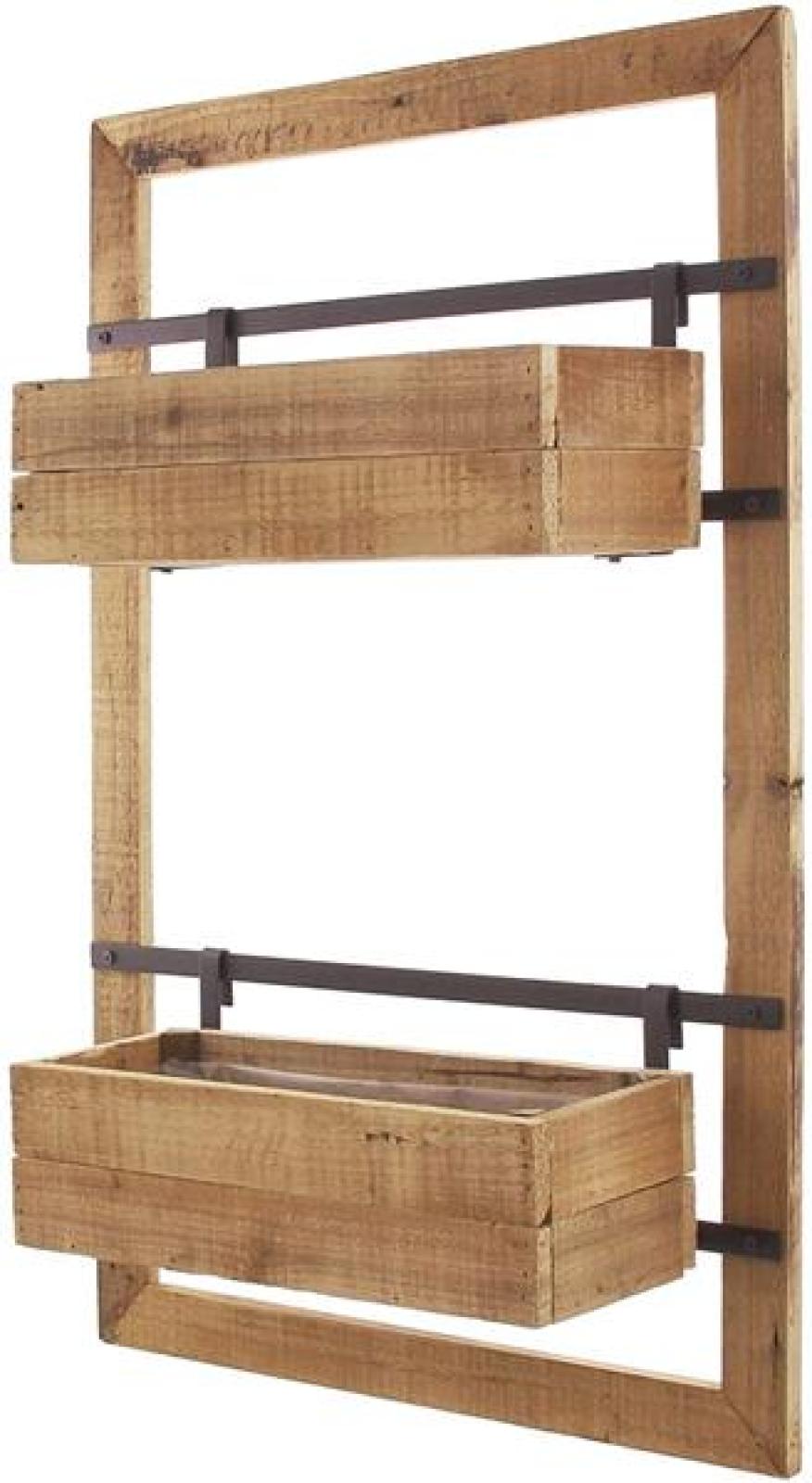 Wandpflanzer "Industrial" aus Holz mit 2 Blumenkästen, für Balkon, Terrasse, Garten, Balkonkasten, Wandblumentopf