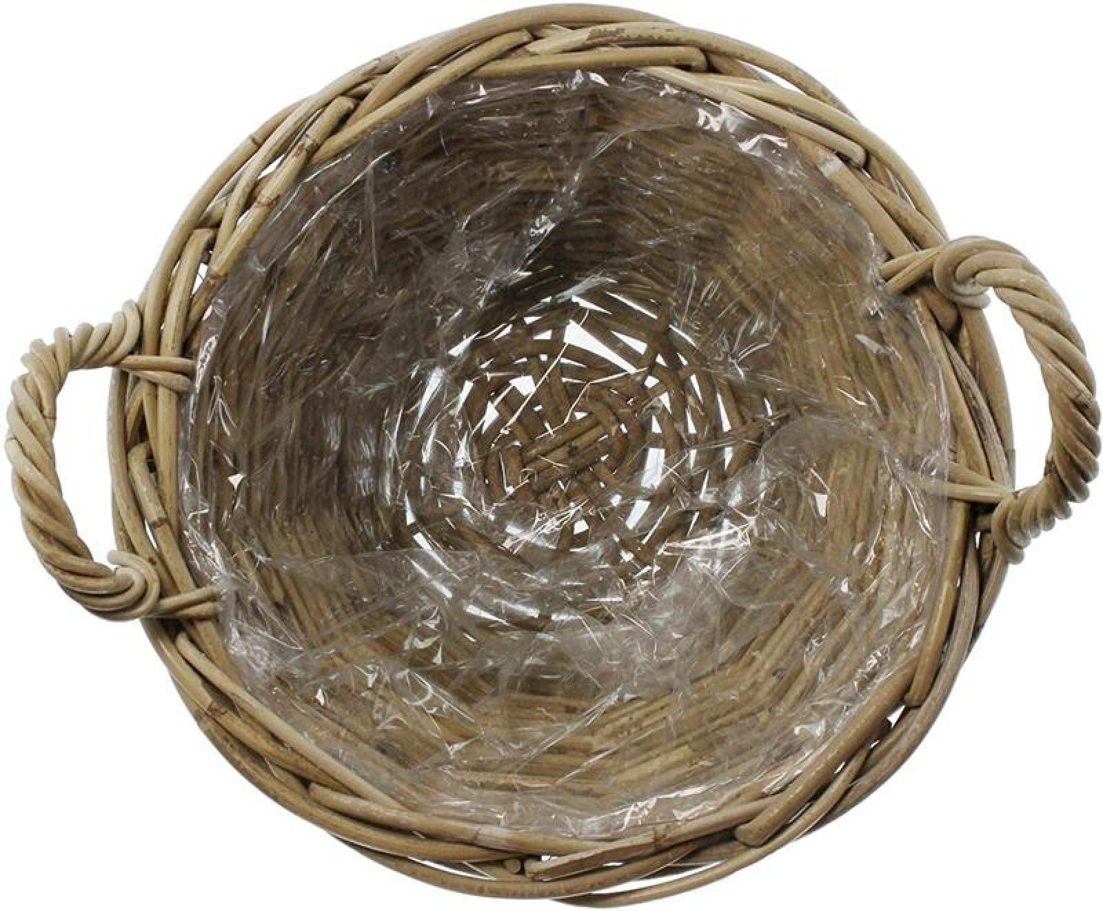 Rattan Pflanzkorb "Rustikal" rund Ø 35x25 cm groß, grau, Outdoor Blumentopf, Pflanzkübel, Pflanztopf für Draußen, Blumenkübel