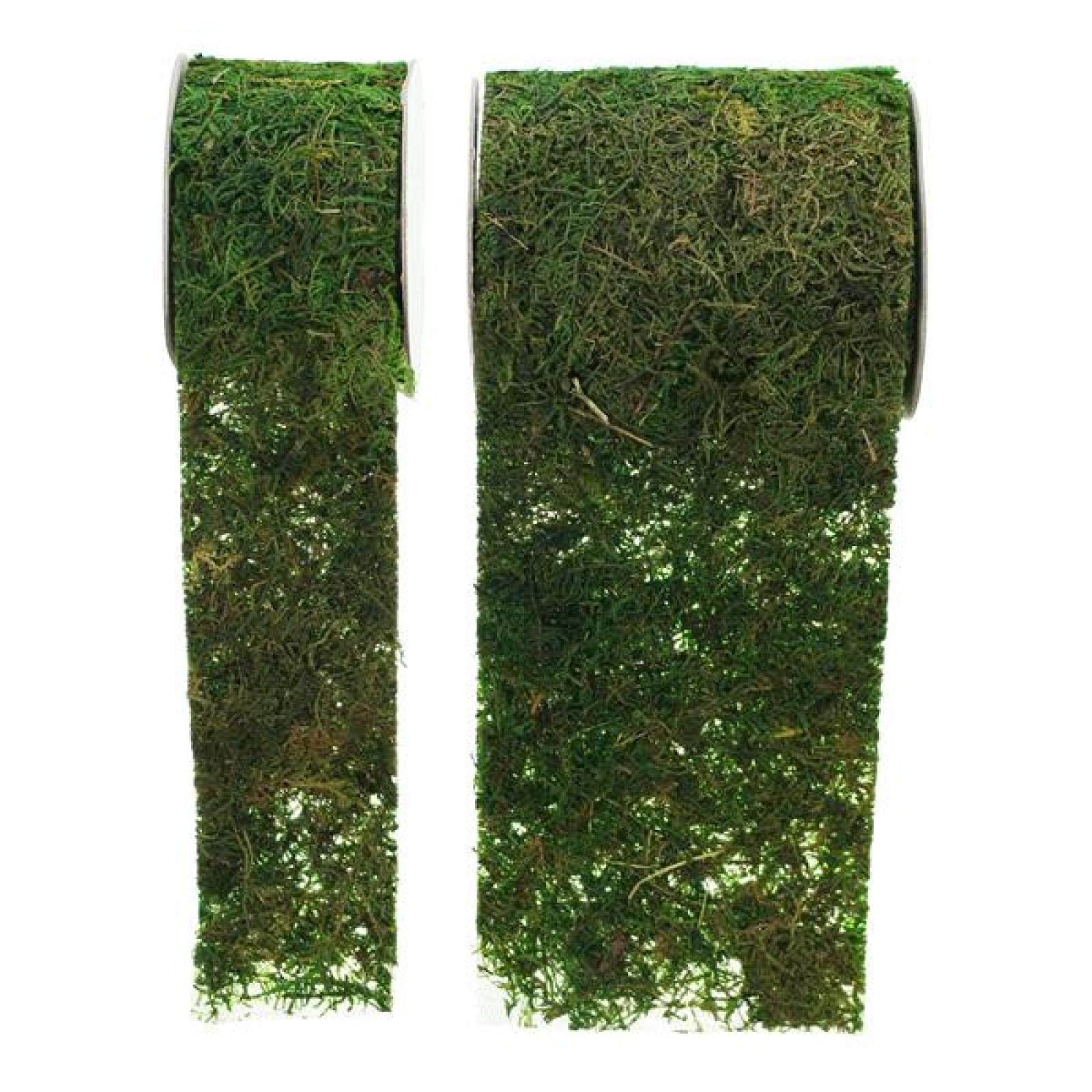 2er Set Deko Band “Moos” grün, je 120 cm lang, Naturmoos zur Geschenk Verpackung, Ruffen, Basteln