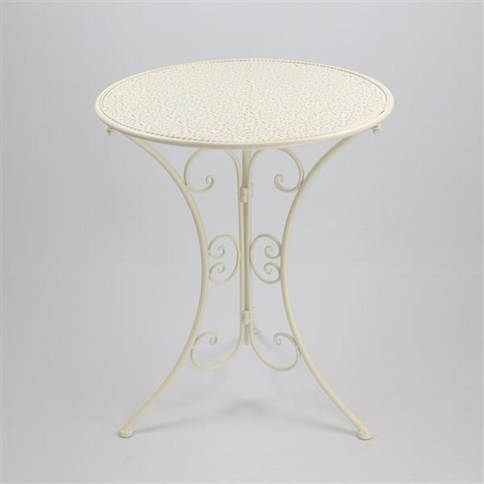 3 tlg. Bistroset “White Romance” aus Metall, weiß, Gartenmöbel Tisch + 2 Stühle