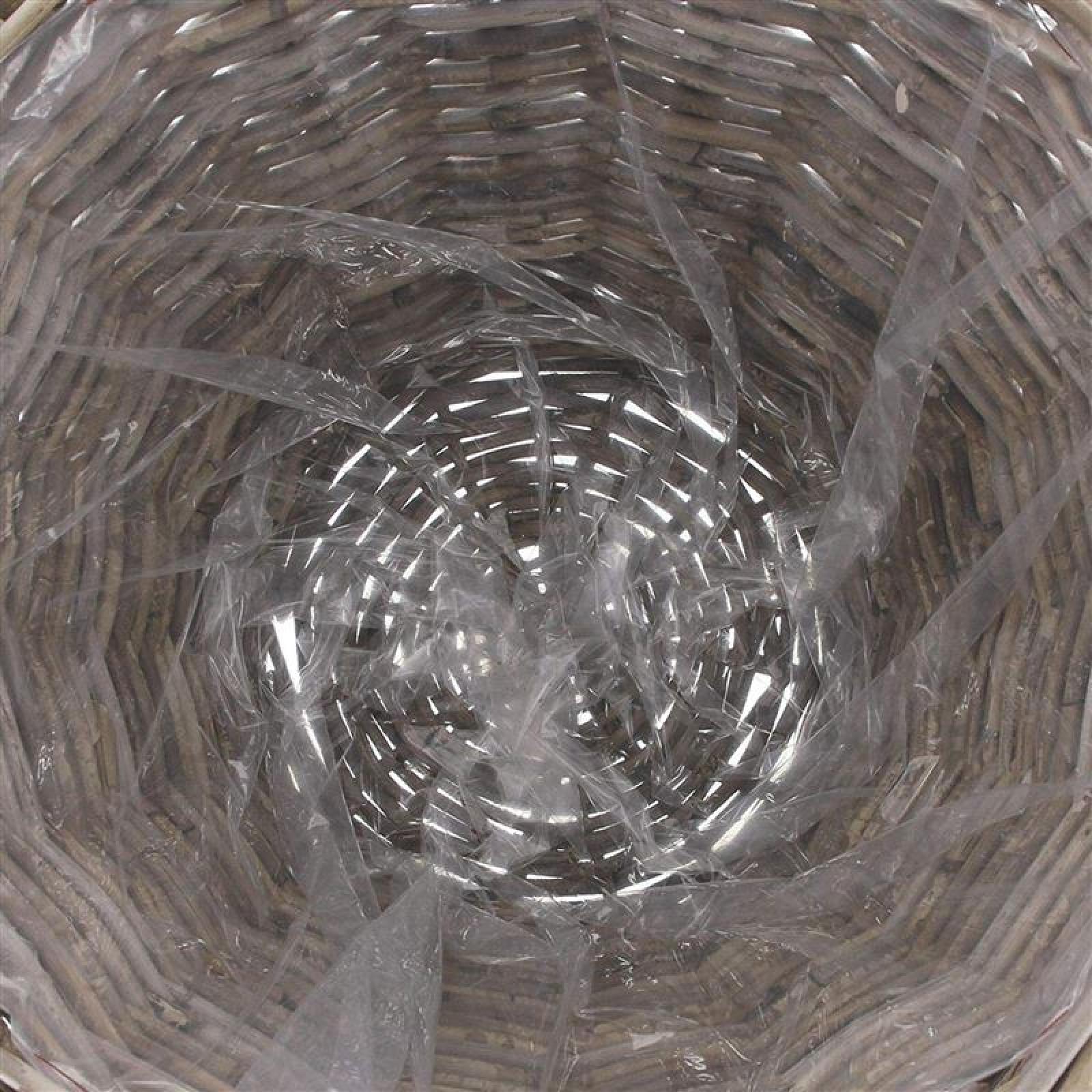 Rattan Pflanzkorb "Rustikal" rund Ø 45x40 cm groß, grau, Outdoor Blumentopf, Pflanzkübel, Pflanztopf für Draußen, Blumenkübel