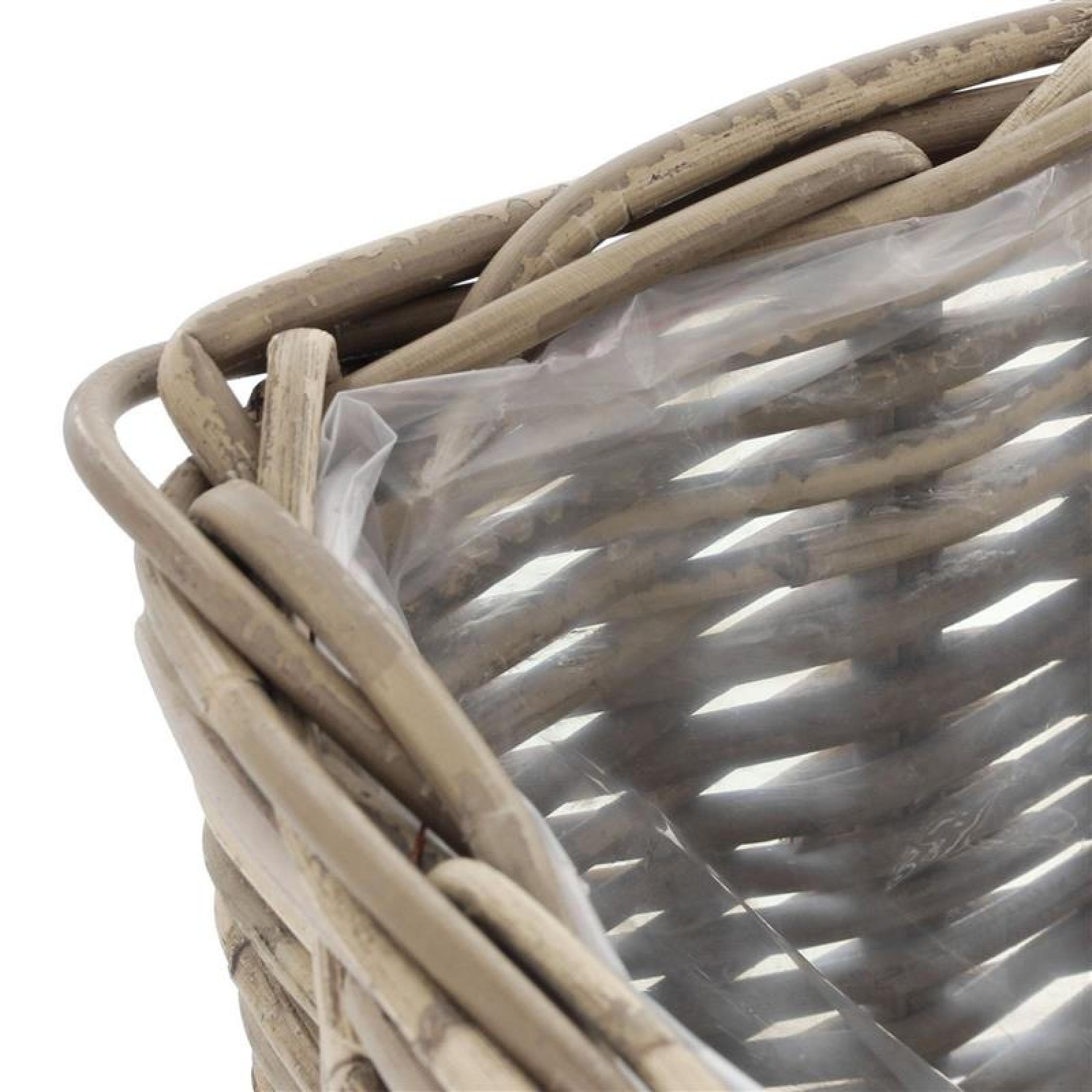 Pflanzkorb "Koboo Grey" aus Rattan, quadratisch, grau, klein, Blumentopf, Pflanzkübel, Pflanztopf für Draußen, Blumenkübel
