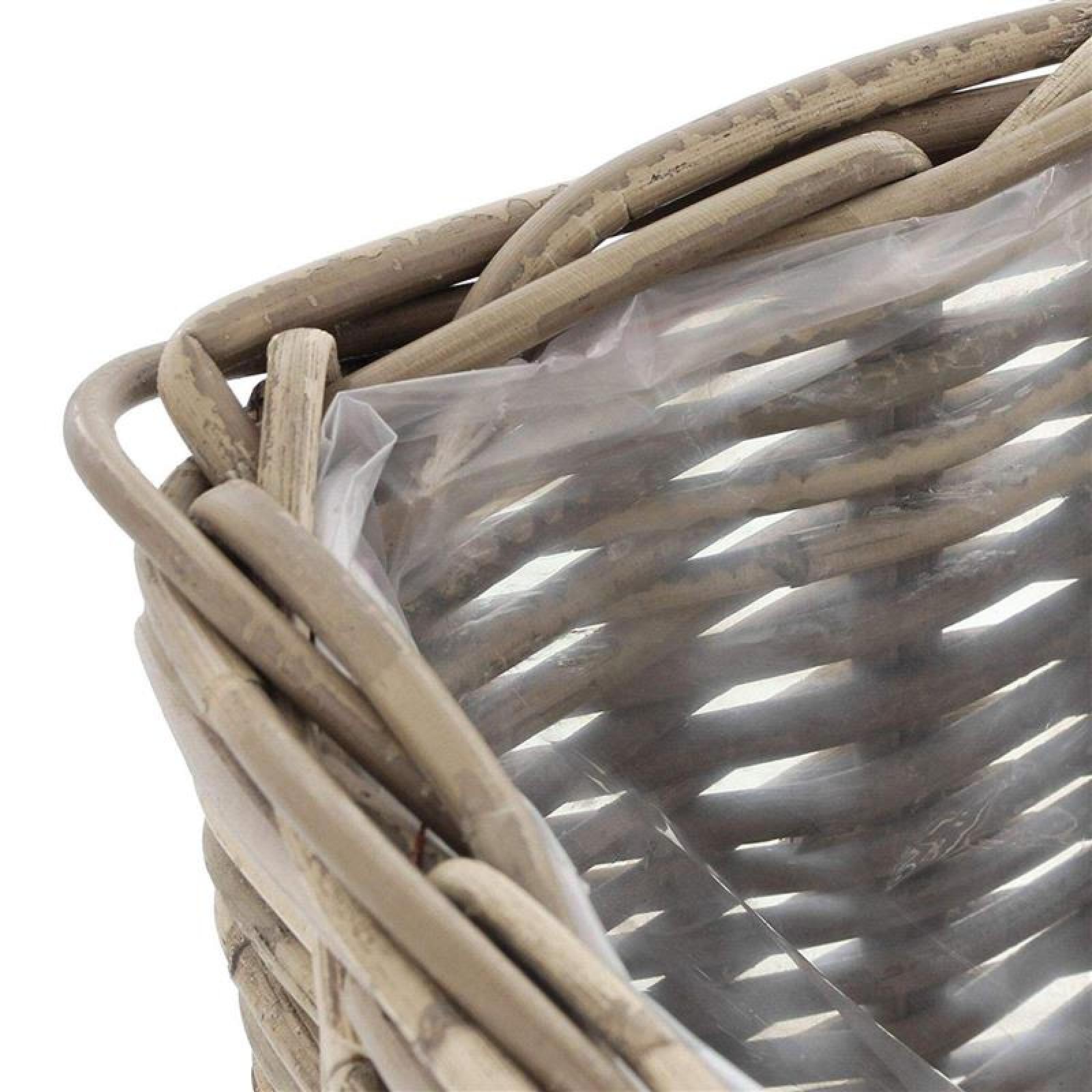 Pflanzkorb "Koboo Grey" aus Rattan, quadratisch, grau, groß, Blumentopf, Pflanzkübel, Pflanztopf für Draußen, Blumenkübel