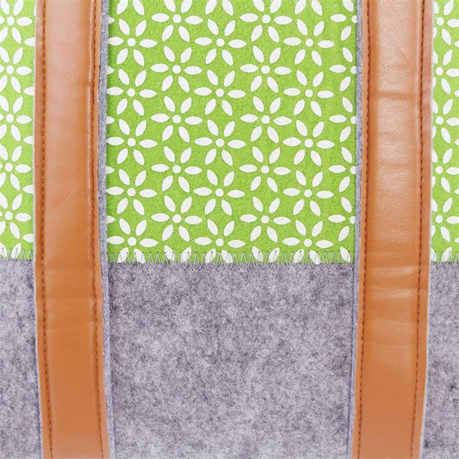 Damentasche aus Filz, grau / grün, Schultertasche, Einkaufstasche, Shopper